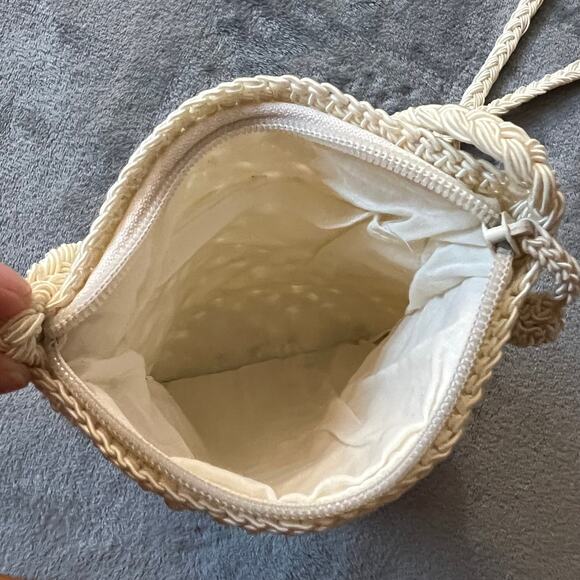 Women's Crochet Beaded Mini Bag Lightweight Coastal Boho Cottagecore - Picture 3 of 9